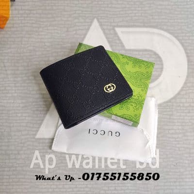 Gucci Emobossed Premium Short Black wallet with OG Box & Dust bag