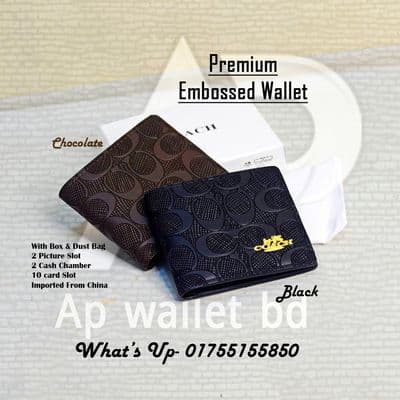 Coach Brand Short Premium Embossed wallet With Box & Dust Bag