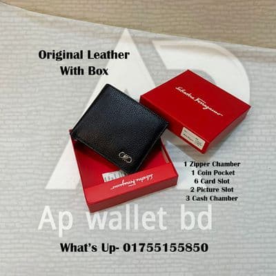 Ferragamo Original Leather Wallet With Branding Premium Box